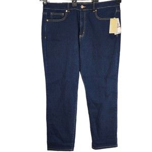 Michael Kors Women's Size 12 Blue Overdryed Dillon Relaxed Mid Rise Jeans Pants